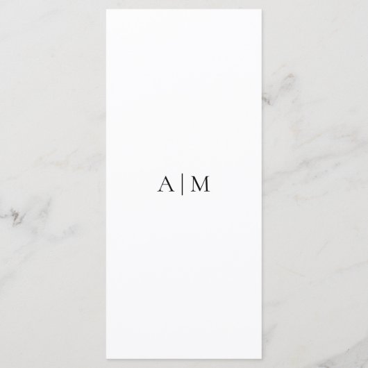 Schwarz/Weiß Minimalistisch Moderne Einfache Hochz Menükarte (Rückseite)