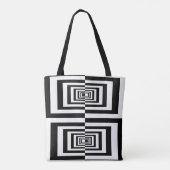 Schwarz-Weiß-Minimalistisch Moderne Geometrie Tasche (Rückseite)