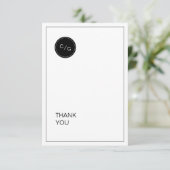 Schwarz-weiß minimalistisch moderne Hochzeit danke (Stehend Vorderseite)