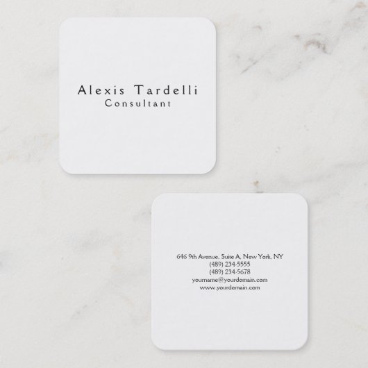 Schwarz/Weiß Minimalistisch Moderner Beruflicher C Quadratische Visitenkarte (Vorne/Hinten)