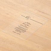 Schwarz-Weiß-Minimalistisch-Monogramm-Hochzeit Acryleinladungen (Ablage )