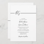 Schwarz-Weiß-Minimalistisch-Monogramm-Hochzeit Einladung (Vorne/Hinten)