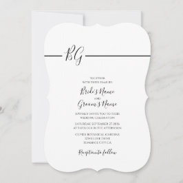 Schwarz-Weiß-Minimalistisch-Monogramm-Hochzeit Einladung