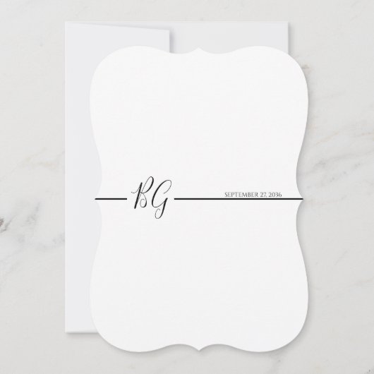 Schwarz-Weiß-Minimalistisch-Monogramm-Hochzeit Einladung (Rückseite)