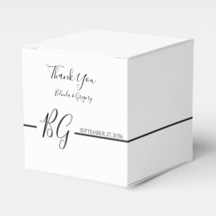 Schwarz-Weiß-Minimalistisch-Monogramm-Hochzeit Geschenkschachtel