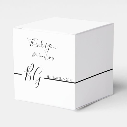 Schwarz-Weiß-Minimalistisch-Monogramm-Hochzeit Geschenkschachtel (Vorderseite)