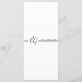 Schwarz-Weiß-Minimalistisch-Monogramm-Hochzeit Menükarte (Rückseite)