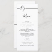 Schwarz-Weiß-Minimalistisch-Monogramm-Hochzeit Menükarte (Vorne/Hinten)