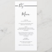 Schwarz-Weiß-Minimalistisch-Monogramm-Hochzeit Menükarte (Vorderseite)