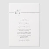 Schwarz-Weiß-Minimalistisch-Monogramm-Hochzeit Pergament Einladungen (Vorderseite)