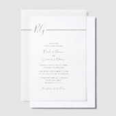 Schwarz-Weiß-Minimalistisch-Monogramm-Hochzeit Pergament Einladungen (Versetzt)