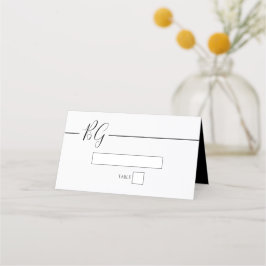 Schwarz-Weiß-Minimalistisch-Monogramm-Hochzeit Platzkarte