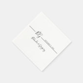 Schwarz-Weiß-Minimalistisch-Monogramm-Hochzeit Serviette (Ecke)