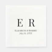 Schwarz-Weiß-Minimalistisch-Monogramm-Hochzeit Serviette (Vorderseite)