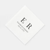 Schwarz-Weiß-Minimalistisch-Monogramm-Hochzeit Serviette (Ecke)