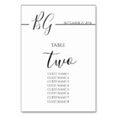 Schwarz-Weiß-Minimalistisch-Monogramm-Hochzeit Tischnummer (Vorderseite)