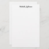 Schwarz/Weiß Minimalistisch Schlicht Briefpapier (Vorne/Hinten)