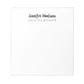 Schwarz/Weiß Minimalistisch Schlicht Notizblock (Vorderseite)