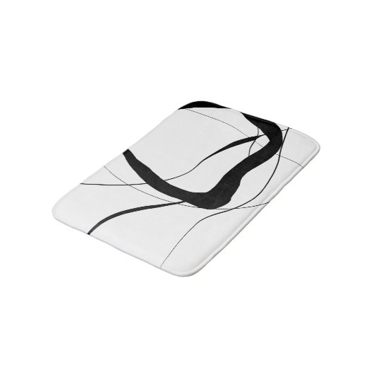 Schwarz-Weiß-Minimalistische Abstrakte Kunst Badematte (Schrägansicht)