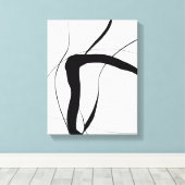 Schwarz-Weiß-Minimalistische Abstrakte Kunst Leinwanddruck (Insitu (Holzboden))