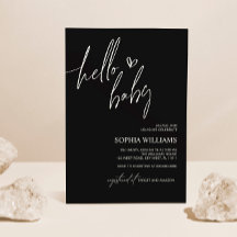 Schwarz-Weiß-Minimalistische Babydusche Einladung