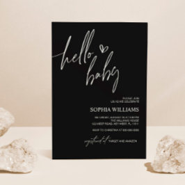 Schwarz-Weiß-Minimalistische Babydusche Einladung