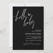 Schwarz-Weiß-Minimalistische Babydusche Einladung (Vorderseite)