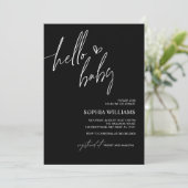 Schwarz-Weiß-Minimalistische Babydusche Einladung (Stehend Vorderseite)