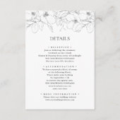 Schwarz-Weiß-Minimalistische Blumen Moderne Hochze Begleitkarte (Vorderseite)