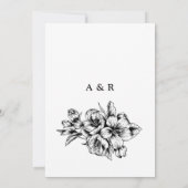 Schwarz-Weiß-Minimalistische Blumenhochzeit (Rückseite)