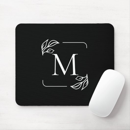 Schwarz-Weiß-Minimalistische Blüte Mousepad (Mit Mouse)