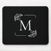 Schwarz-Weiß-Minimalistische Blüte Mousepad (Vorne)