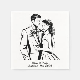 Schwarz-Weiß-Minimalistische Ehepaare Serviette