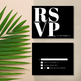 Schwarz-Weiß-Minimalistische Einfache Hochzeit RSVP Karte