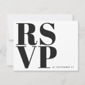 Schwarz-Weiß-Minimalistische Einfache Hochzeit RSVP Karte (Rückseite)
