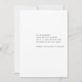 Schwarz-Weiß-Minimalistische Einfache Hochzeit Save The Date (Rückseite)