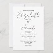 Schwarz-Weiß-Minimalistische, elegante Script-Hoch Einladung (Vorderseite)