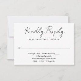 Schwarz-Weiß-Minimalistische, elegante Script-Hoch RSVP Karte