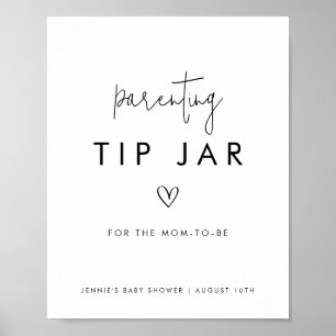 Schwarz/Weiß Minimalistische Eltern Tipp Jar Poster