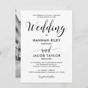 Schwarz-Weiß-Minimalistische Foto-Hochzeit Einladung