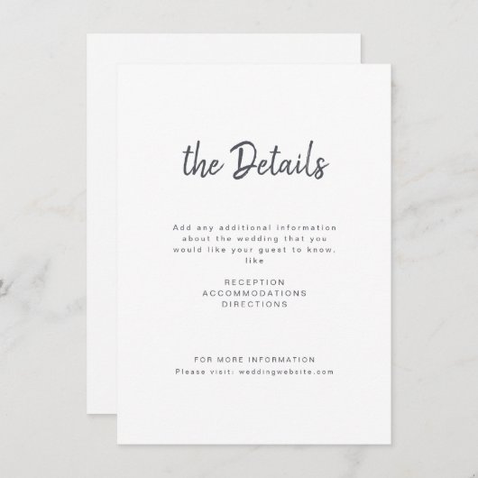 Schwarz-weiß-minimalistische handgeschriebene Hoch Begleitkarte (Vorne/Hinten)