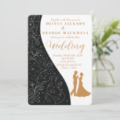 Schwarz-Weiß-Minimalistische Hochzeit Einladung (Stehend Vorderseite)