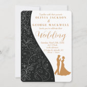 Schwarz-Weiß-Minimalistische Hochzeit Einladung (Vorderseite)