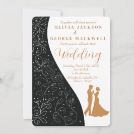 Schwarz-Weiß-Minimalistische Hochzeit Einladung