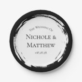 Schwarz-Weiß-Minimalistische Hochzeit Pappteller (Vorderseite)