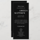 Schwarz-Weiß-Minimalistische Hochzeit Programm (Vorne/Hinten)