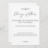 Schwarz-Weiß-Minimalistische Hochzeit verschoben Einladung (Vorne/Hinten)