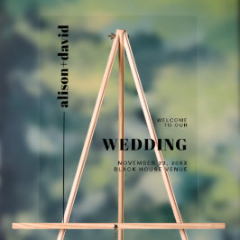 Schwarz-Weiß minimalistische Hochzeit WELCOME Acrylschild