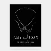 Schwarz-Weiß-Minimalistische Hochzeit Willkommen Acrylschild (Vorderseite)