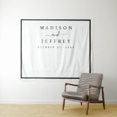 Schwarz-Weiß-Minimalistische Hochzeitsgeschichte Wandteppich (Beispiel (Horizontal))